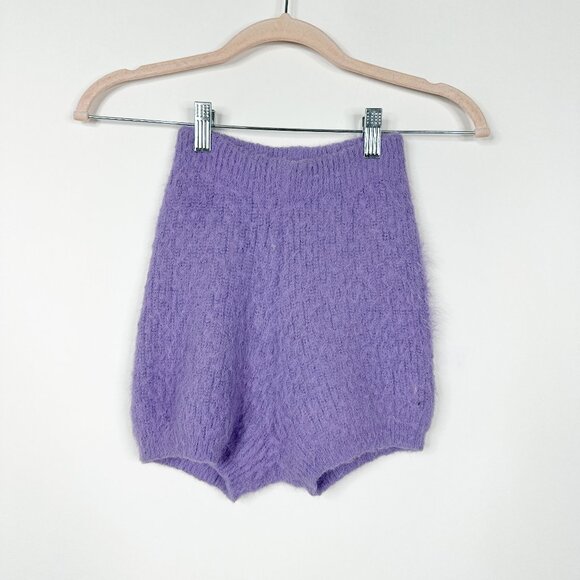 2/$30 ZARA Fuzzy Knit Shorts High Waist Lilac Small #A0654 - Picture 3 of 8